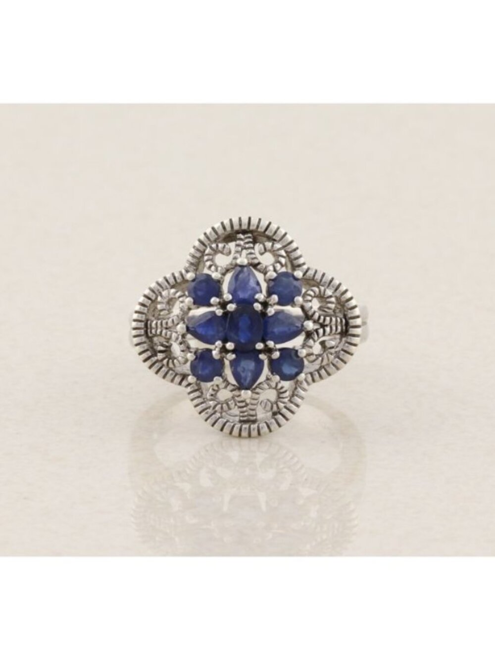 Sterling Silver Natural Blue Sapphire Ring Size 7